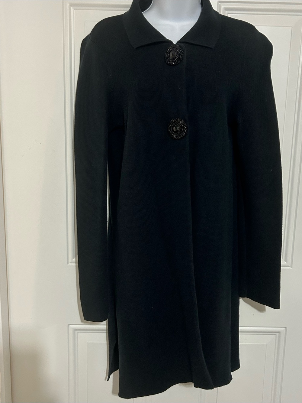 Chico's Black Long Button-Front Cardigan